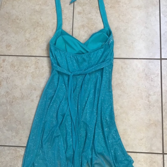 Aqua Green Halter Top Evening Dress - Picture 4 of 4
